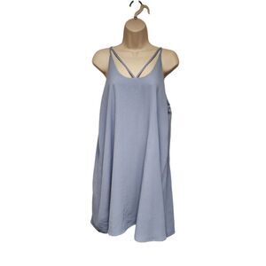 Women's BLUE RAIR Spaghetti Straps Criss Cross Back A-Line Dress - Size Large